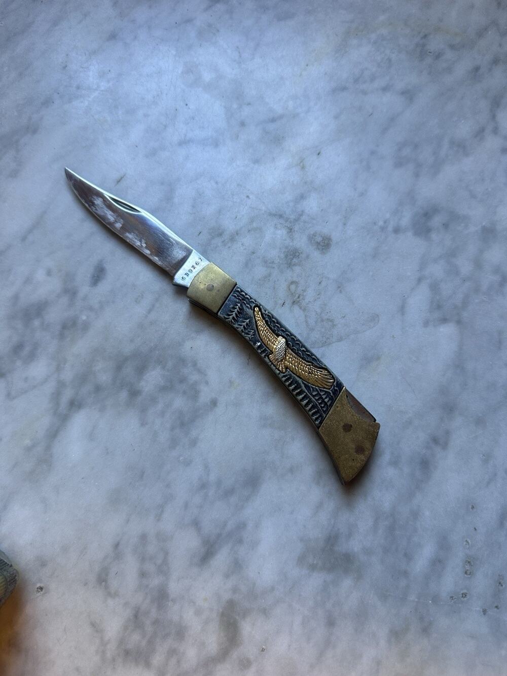 Vintage 1980s Eagle Pocket Knife Stainless Taiwan 639267 Lockback Repair/Parts
